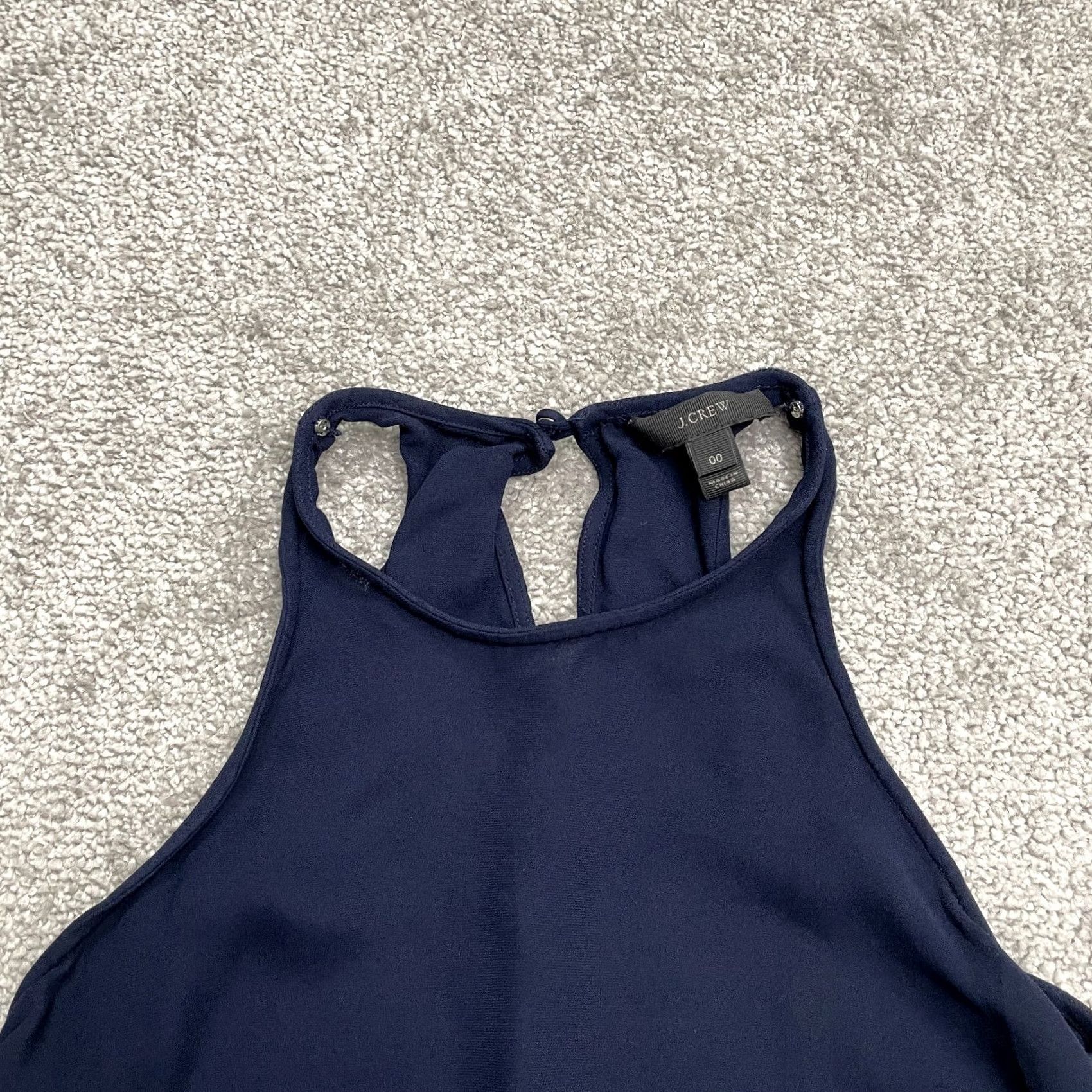 J.Crew J.CREW Halter Tank Top Womens 00 Navy Blue Sleeveless Viscose Casual Size XXS / US 00 / IT 34 - 3 Thumbnail
