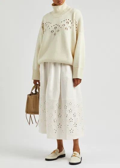 Chloe o1y0825 Midi Skirt in Ivory Size 27" / US 4 / IT 40 - 4 Thumbnail