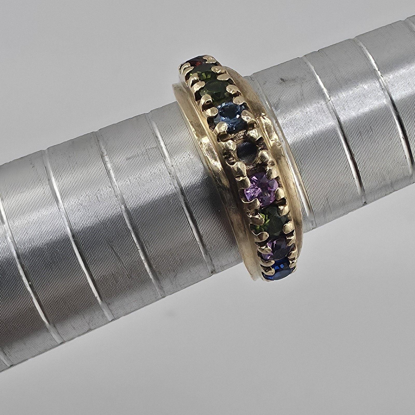 Other 10K Yellow Gold Multi Gemstone Ring 6.5 VTG Missing Stone Size ONE SIZE - 14 Thumbnail