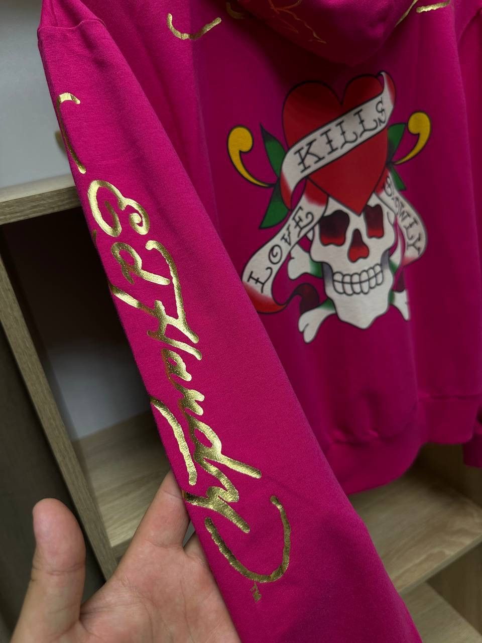 Christian Audigier × Ed Hardy × Vintage Vintage Ed Hardy Christian Audigier Women’s Pink Hoodie Size XL / US 12-14 / IT 48-50 - 15 Thumbnail