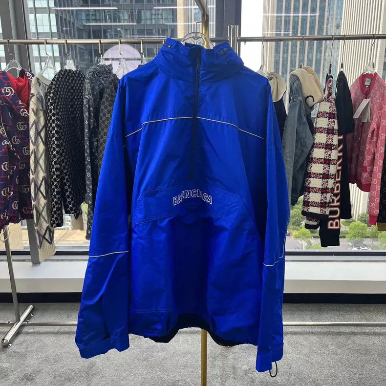 Balenciaga Balenciaga Blue Embroidered Logo Long Sleeve Windbreaker J Size US S / EU 44-46 / 1 - 1 Thumbnail