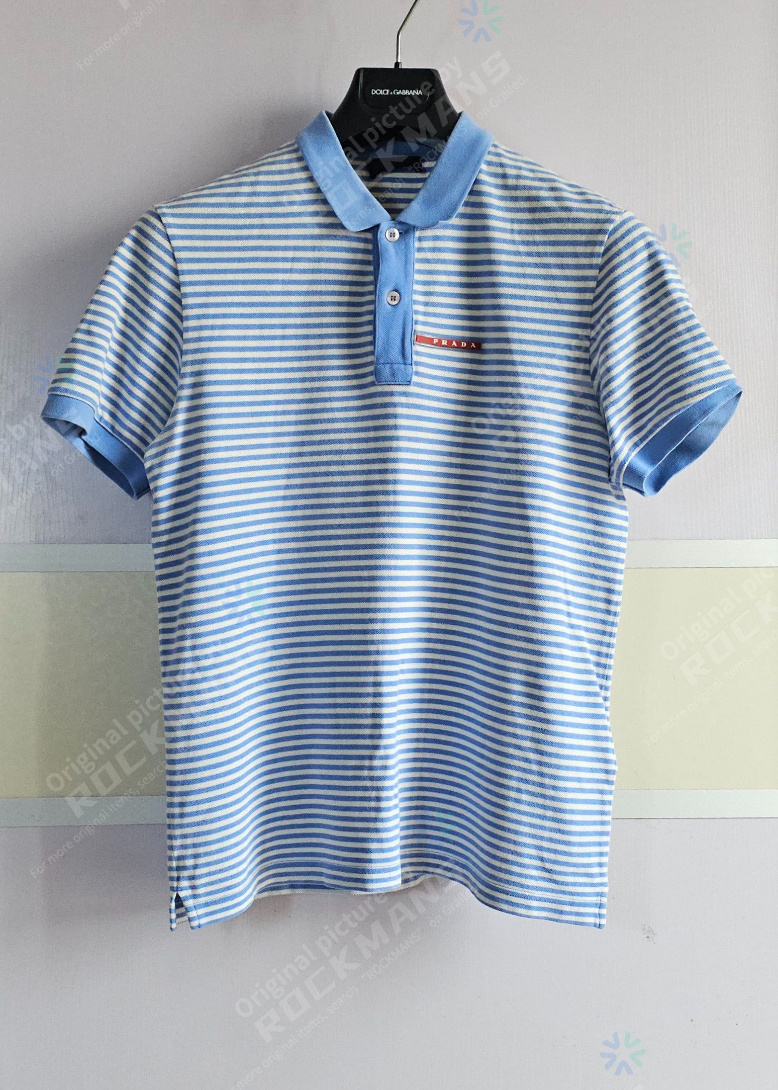 Prada Blue Polo Shirt in Cotton Size L Like M