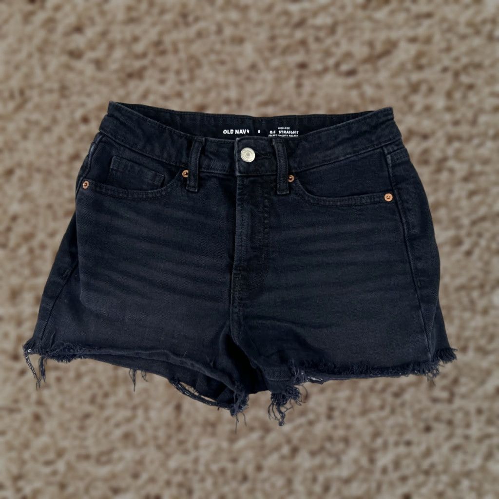 Old Navy VINTAGE Old Navy Women's Shorts Casual Cotton Blend Mid Rise Cutoff Denim Black 25x2 Summer Size 25" / US 0 / IT 36 - 1 Thumbnail