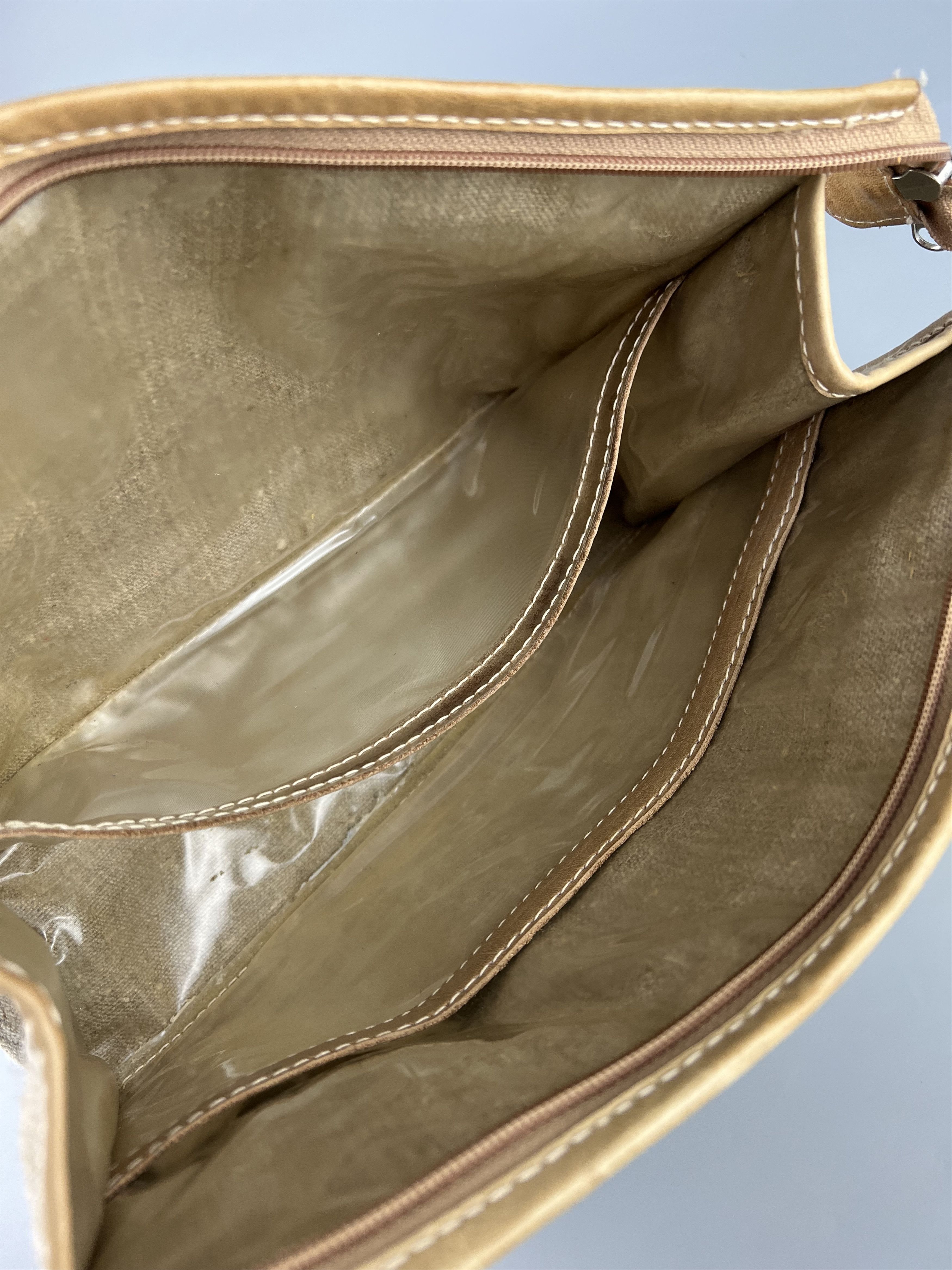 BREE × Vintage Bree Vintage Rare Beige Canvas Leather Clutch Cosmetic Bag Size ONE SIZE - 10 Thumbnail