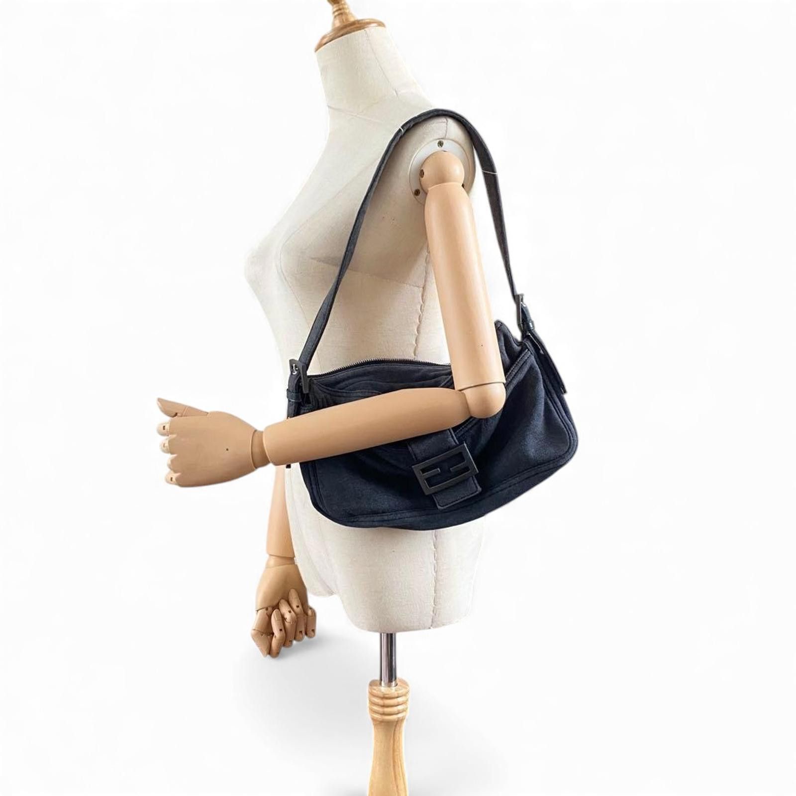 Fendi Fendi - Grey Fabric Baguette Shoulder Bag Size ONE SIZE - 3 Thumbnail