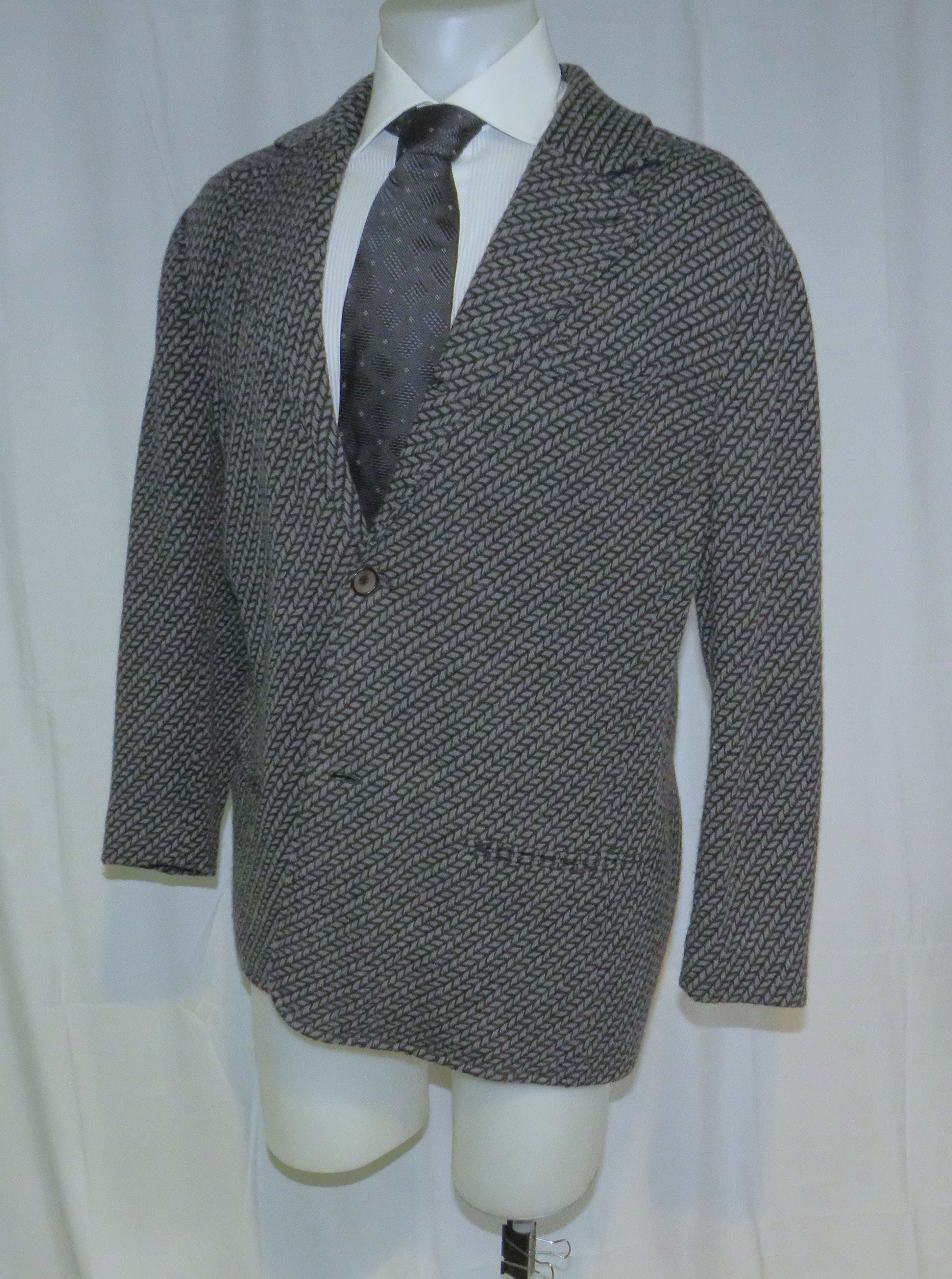 Giorgio Armani Black Label Gray Geometric Recent Sweater Jacket 50 Size 50R - 6 Thumbnail