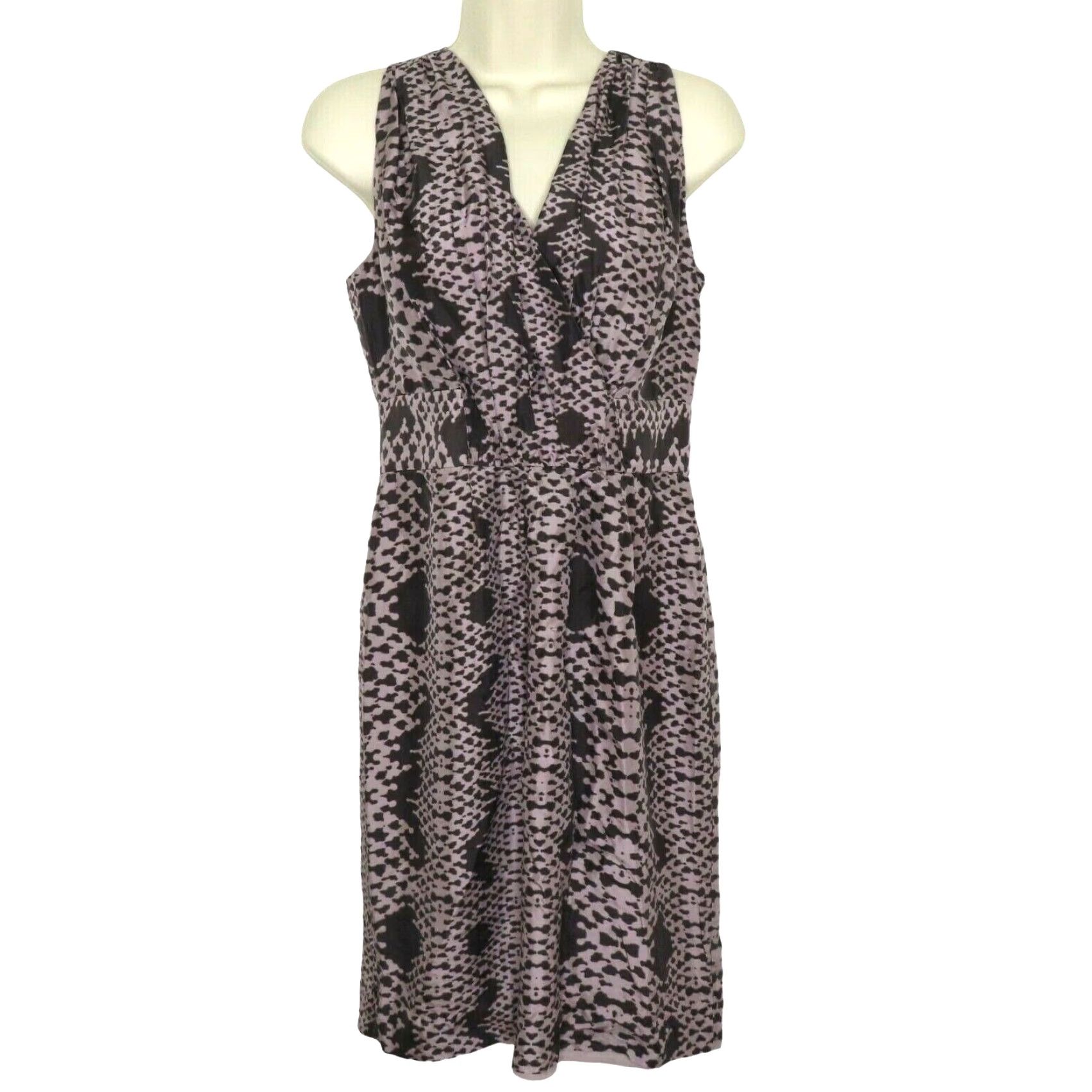 Banana Republic Banana Republic Womens 4 Snakeskin Snake Print Silk Pleated V Neck Sheath Dress Size S / US 4 / IT 40 - 2 Thumbnail