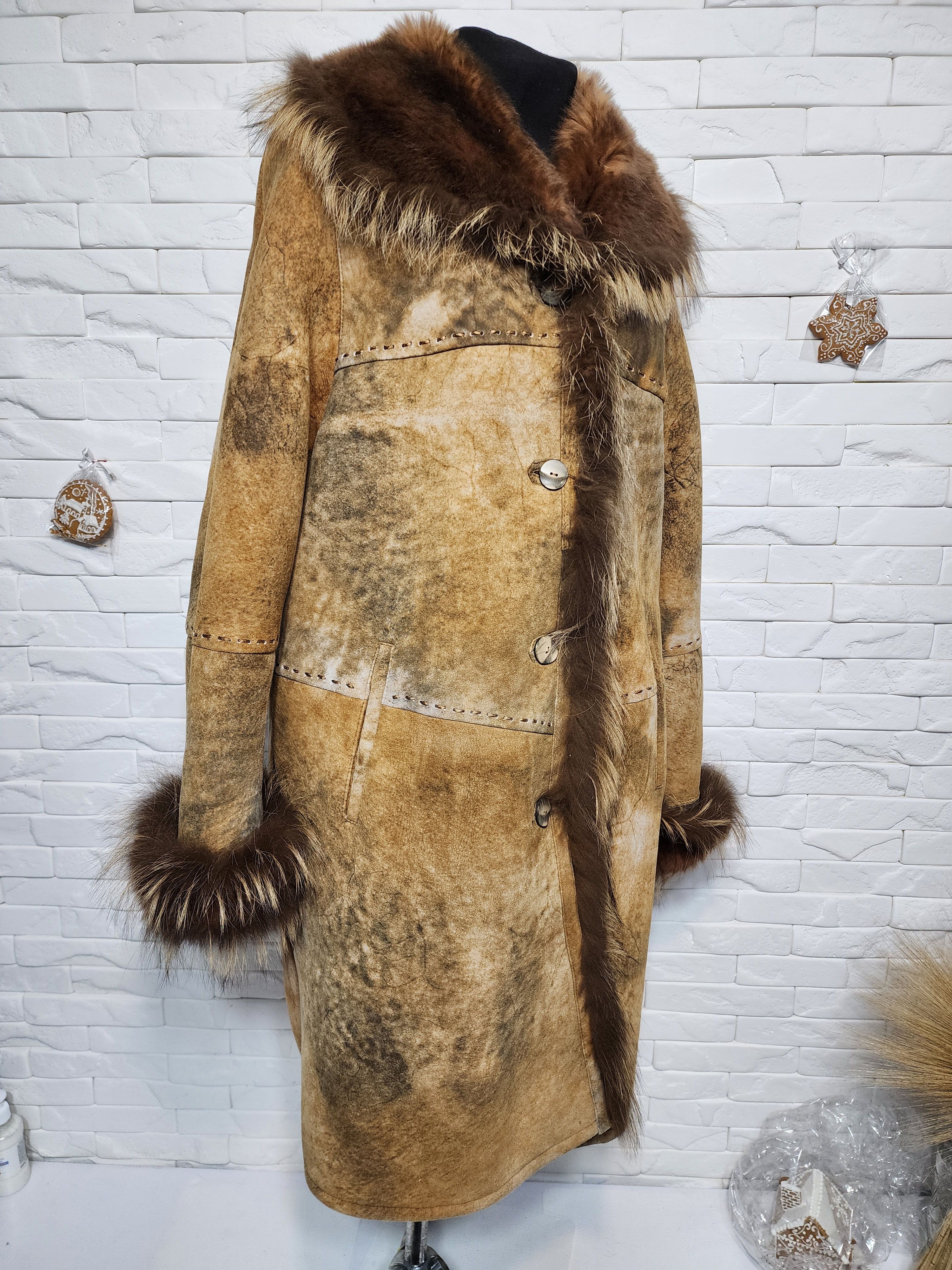Furla Brown Sheepskin Coat: Women's Genuine Fur Winter Coat Size XXL / US 16-18 / IT 52-54 - 2 Thumbnail
