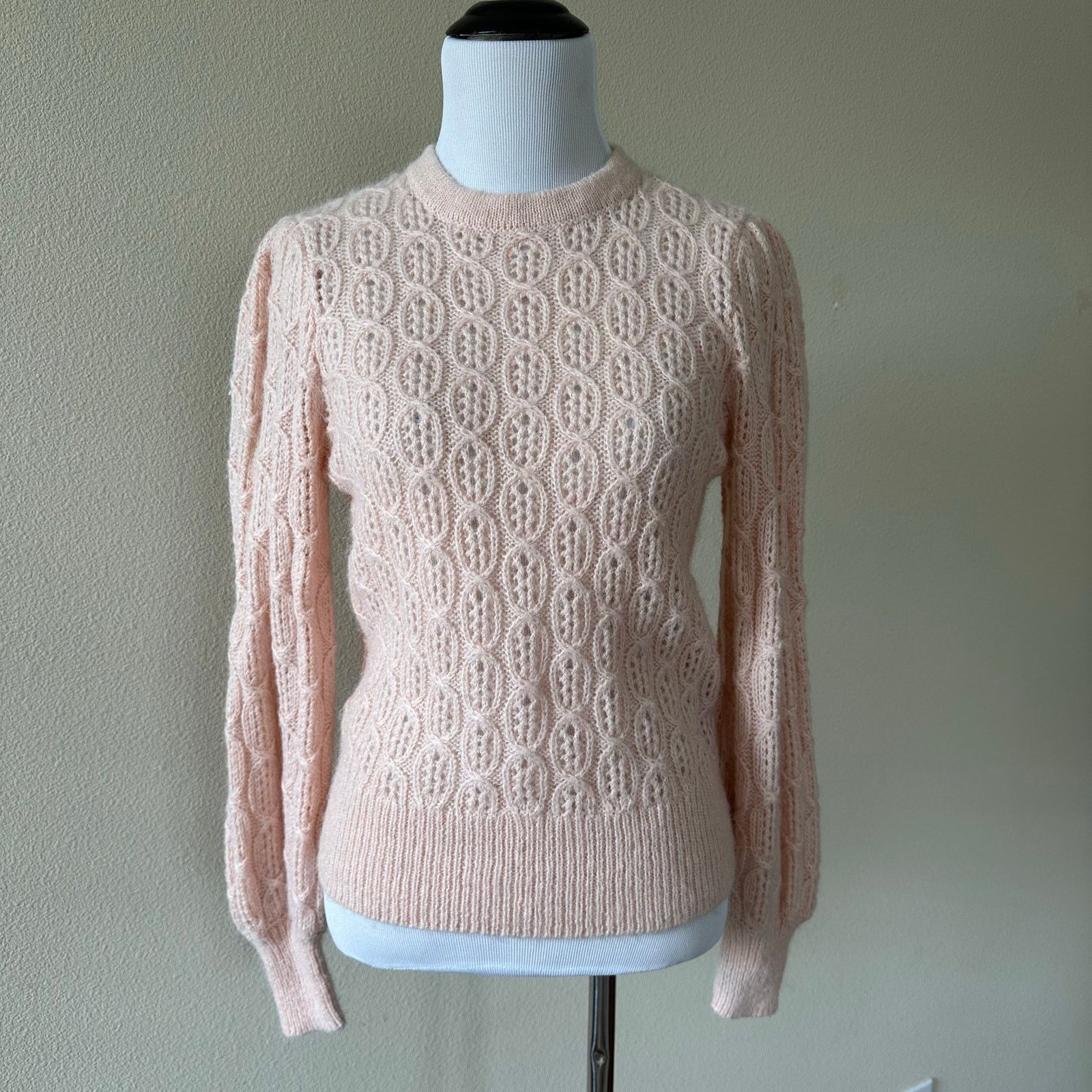 J.Crew J.Crew Balloon Sleeve Cable Knit Sweater Pink Size XS Size XS / US 0-2 / IT 36-38 - 1 Thumbnail