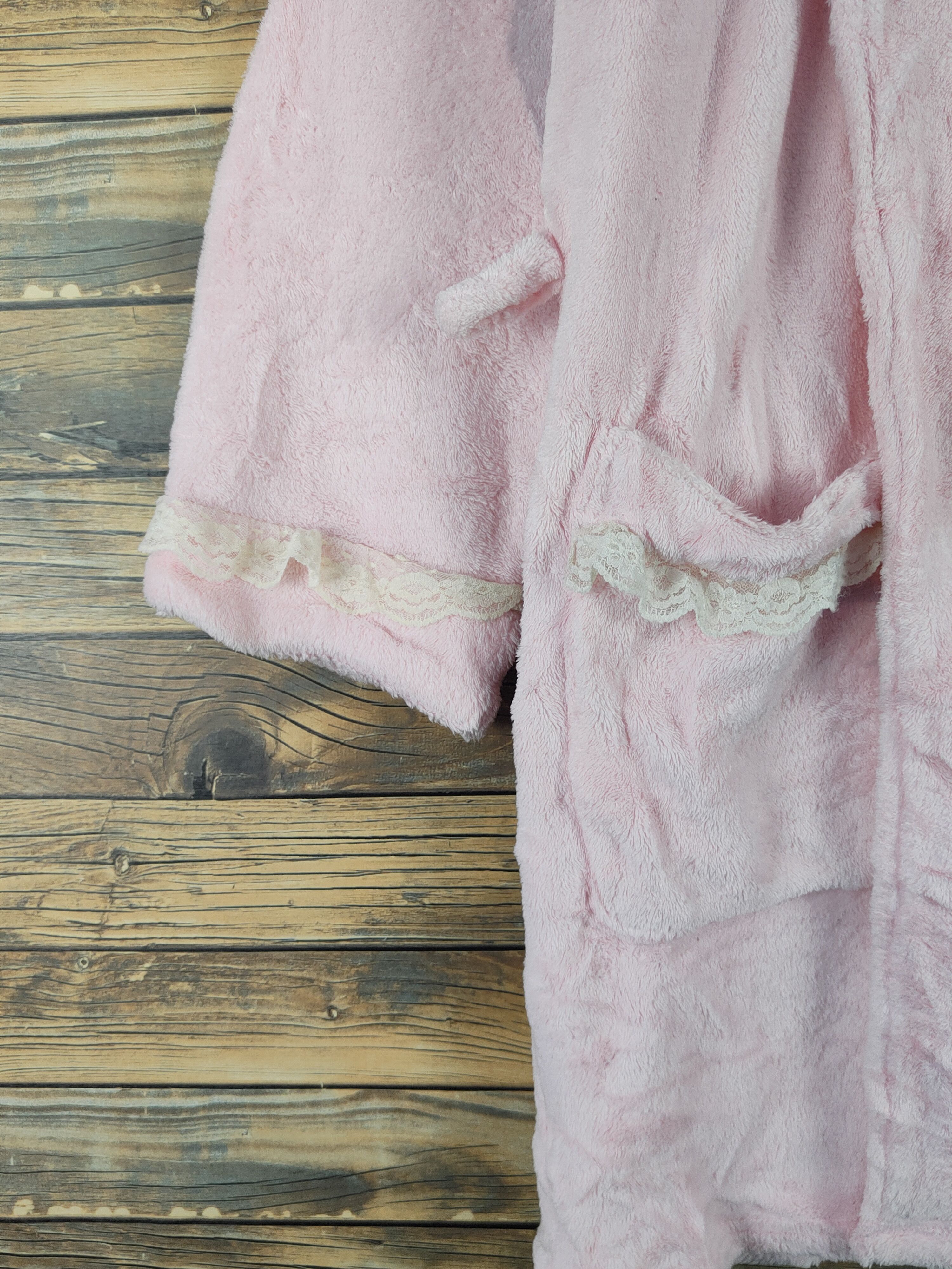 Aran Isles Knitwear × Japanese Brand × Vintage Sweet Rouge Pink Fur Mohair Bathrobe Size L / US 10 / IT 46 - 4 Thumbnail