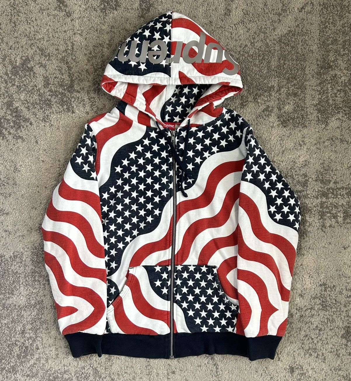Supreme FW14 ‘Flag’ 3M Reflective Logo Thermal Zip Up