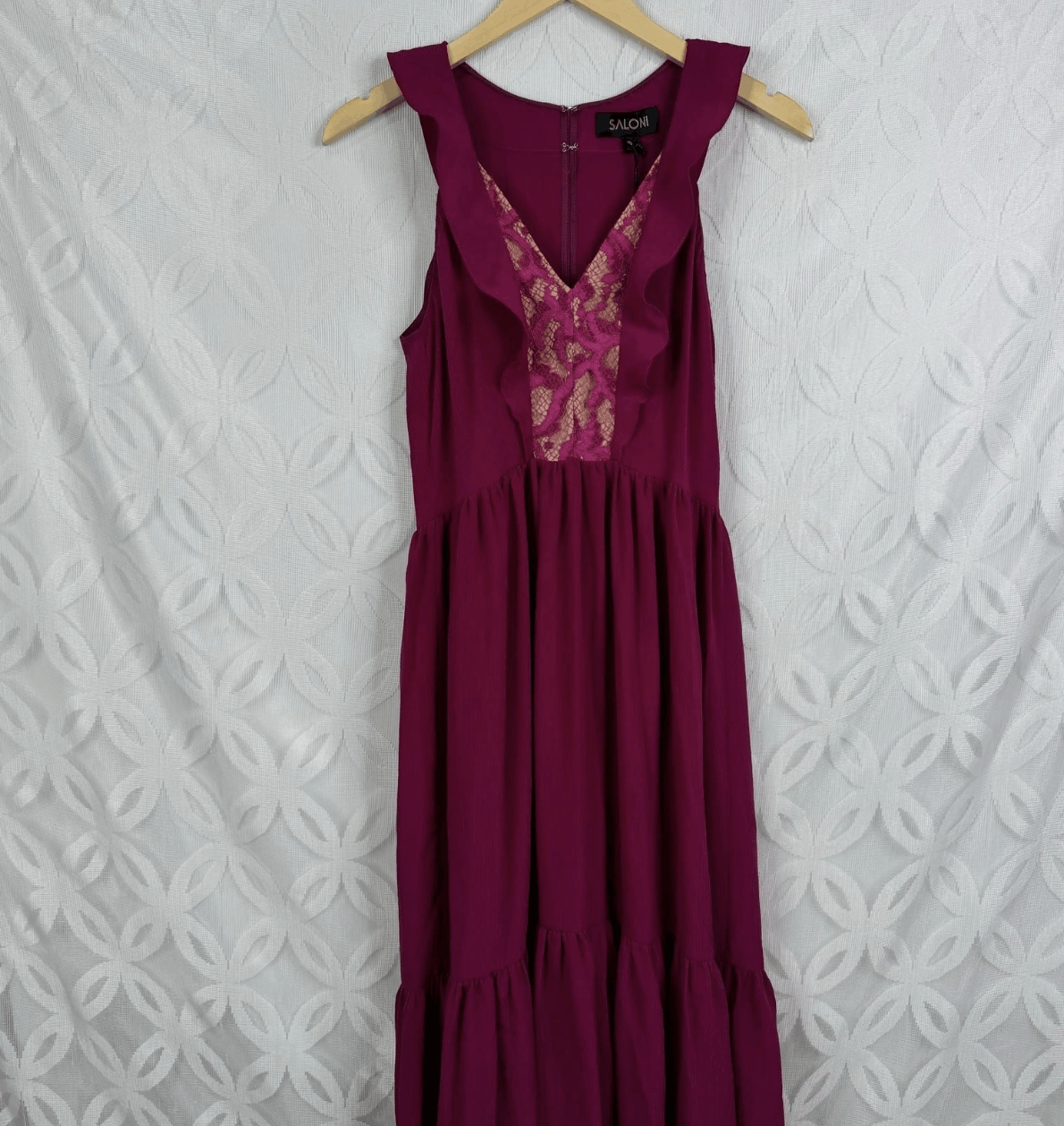 Other SALONI Suzi Berry Crinkle Crepe Lace Maxi Dress NWT Size M / US 6-8 / IT 42-44 - 11 Thumbnail