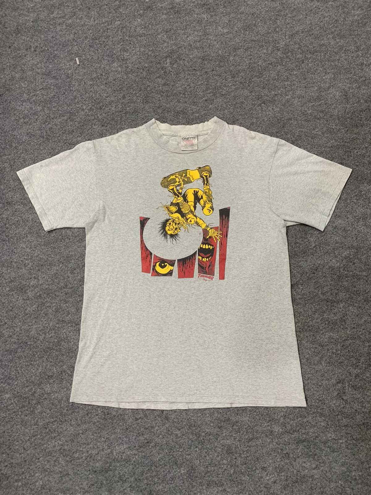 image of Made In USA x Thrasher Pushead 90's in Grey, Men's (Size Medium)