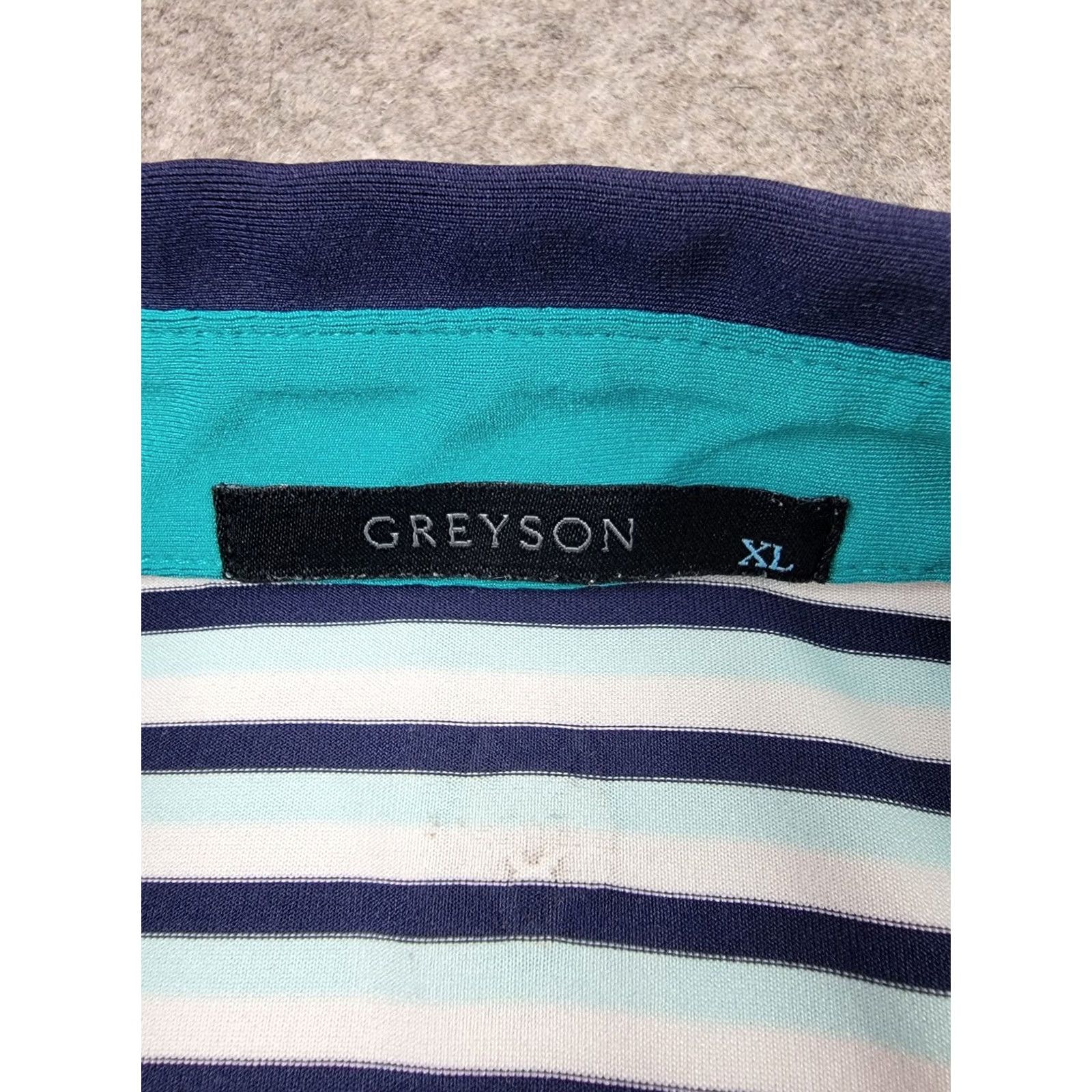 Vintage Greyson Golf Polo Mens XL White Blue Stripe Short Sleeve Pullover Activewear Casual Travel Golf Size US XL / EU 56 / 4 - 2 Thumbnail