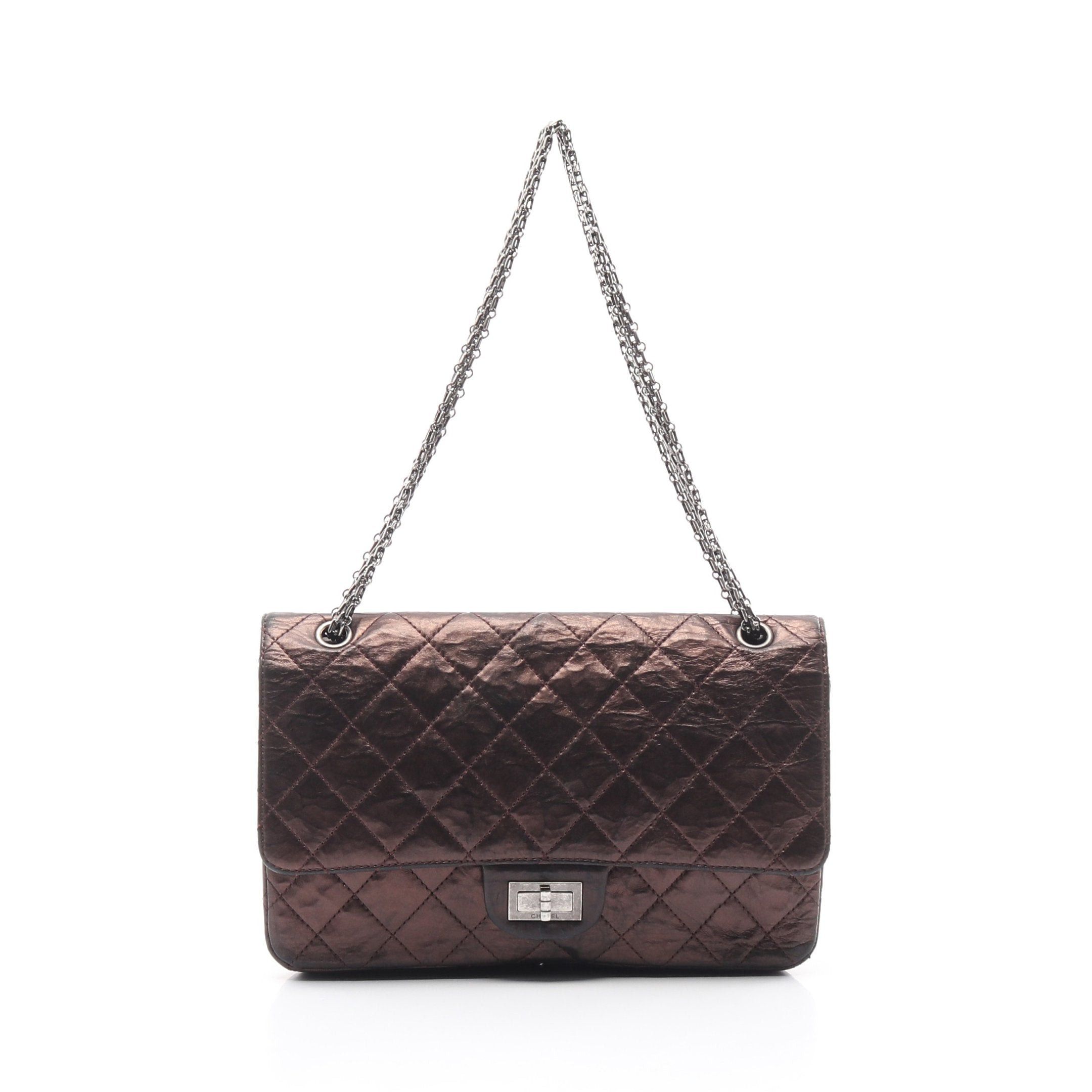 Chanel Chanel 2.55 Matelasse Maxi Double Flap Chain Shoulder Bag Leather Bronze Antique Silver Hardware Mademoiselle Size ONE SIZE - 1 Thumbnail