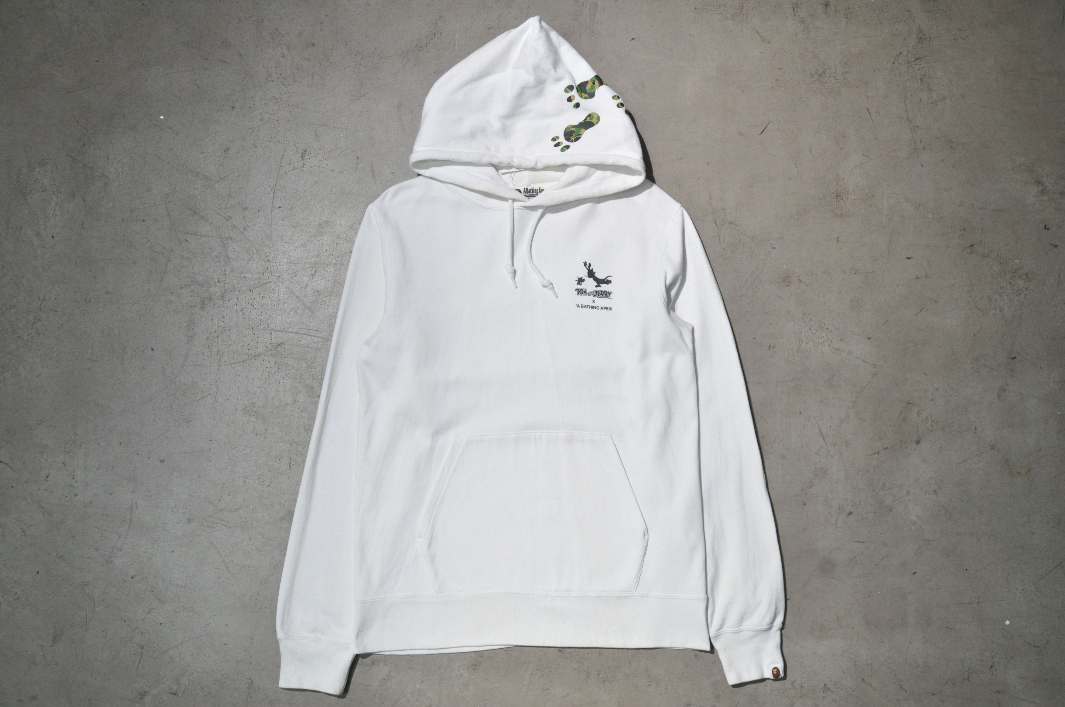 image of Bape - Tom N Jerry - S/s 21 - Footprints Pullover Hoodie in White, Men's (Size Large)