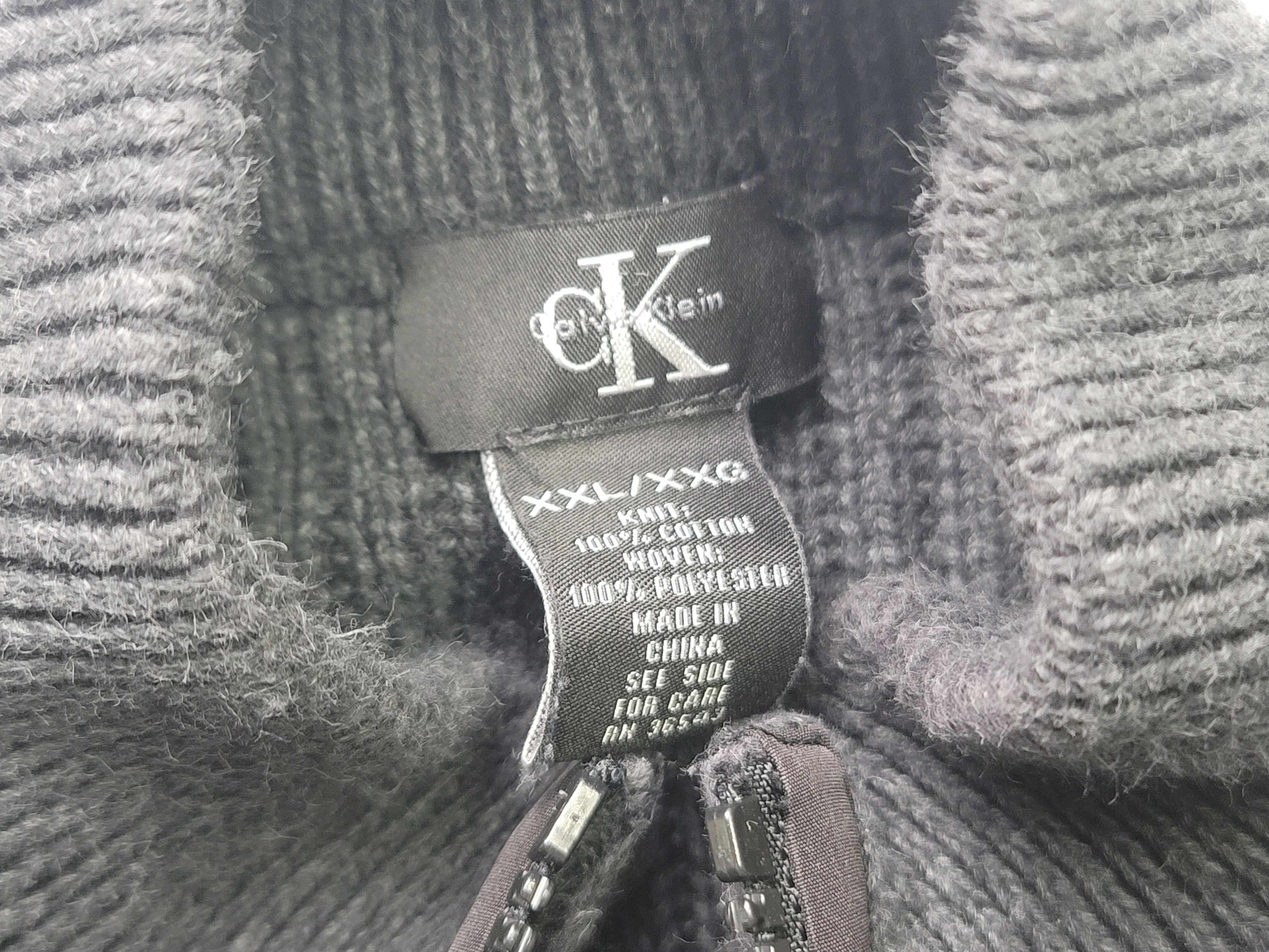 Calvin Klein Knit Zipper Cardigan Jacket Ribbed Grey & Black Size US XXL / EU 58 / 5 - 2 Thumbnail