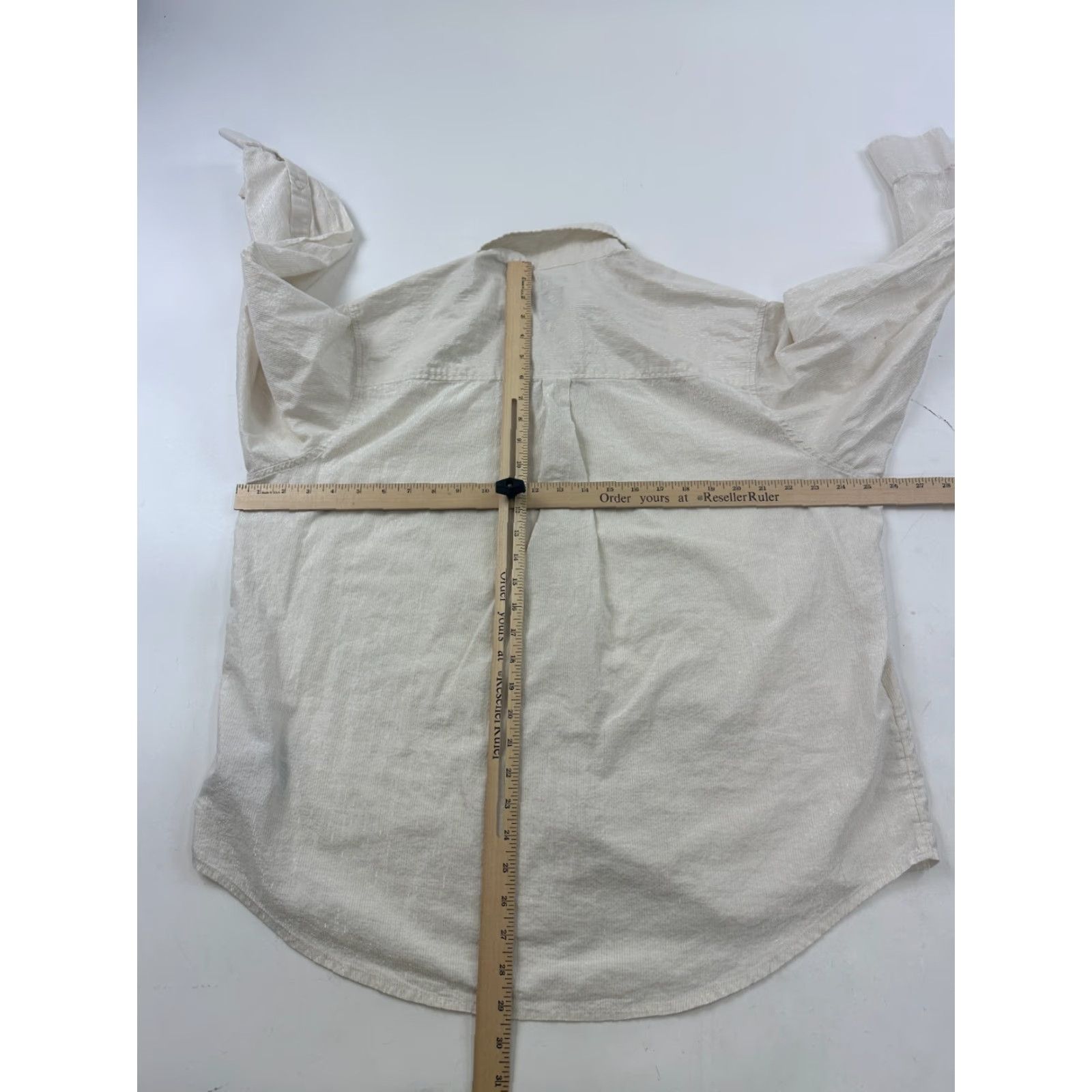 Gap Gap Shirt Womens Medium Beige Metallic The Big Long Sleeve Collared Button Down Size M / US 6-8 / IT 42-44 - 6 Thumbnail