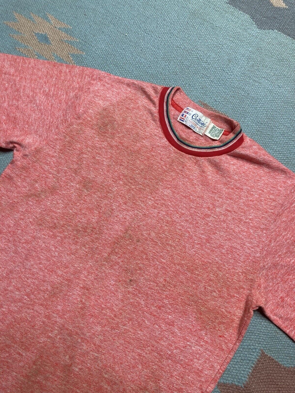 Vintage 70s blank t shirt heather cotton blend single stitch small Size US S / EU 44-46 / 1 - 4 Thumbnail