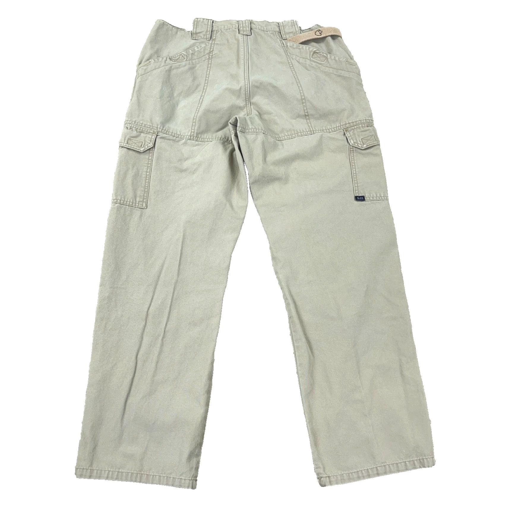 Vintage 5.11 Tactical Cargo Pants Men 34x32 Tan Canvas Casual Workwear 5-11 Taclite Pro Belt Loops Straight Leg 34 Mens Beige Cargo Trousers Size US 34 / EU 50 - 2 Thumbnail