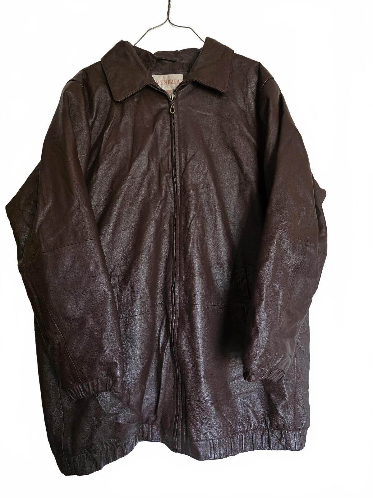 Barena Venezia Vintage Venezia Genuine Leather Brown Long Jacket Size 18W Size XXL / US 16-18 / IT 52-54 - 2 Thumbnail