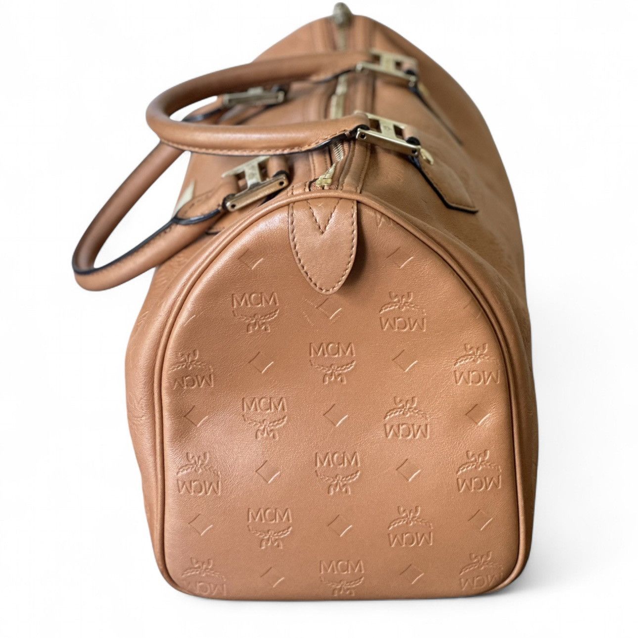 MCM MCM Rare Embossed Leather Boston Bag-Cognac (Mint, COA) Size ONE SIZE - 3 Thumbnail