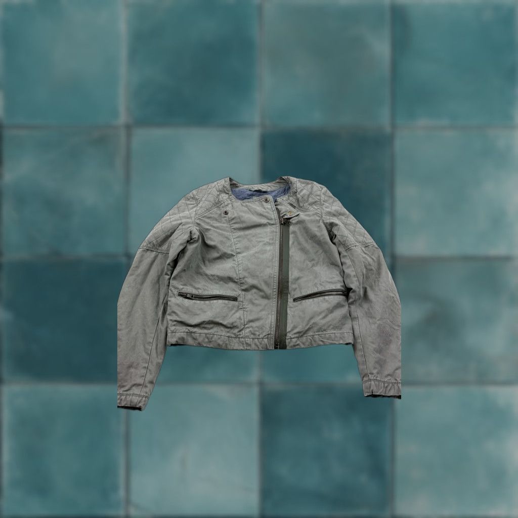 Gap Gap Moto Jacket Womens 12 Gray Cropped Asym Zip Quilted Zipper Pockets Short Jacket Womens Clothing Size XL / US 12-14 / IT 48-50 - 1 Thumbnail