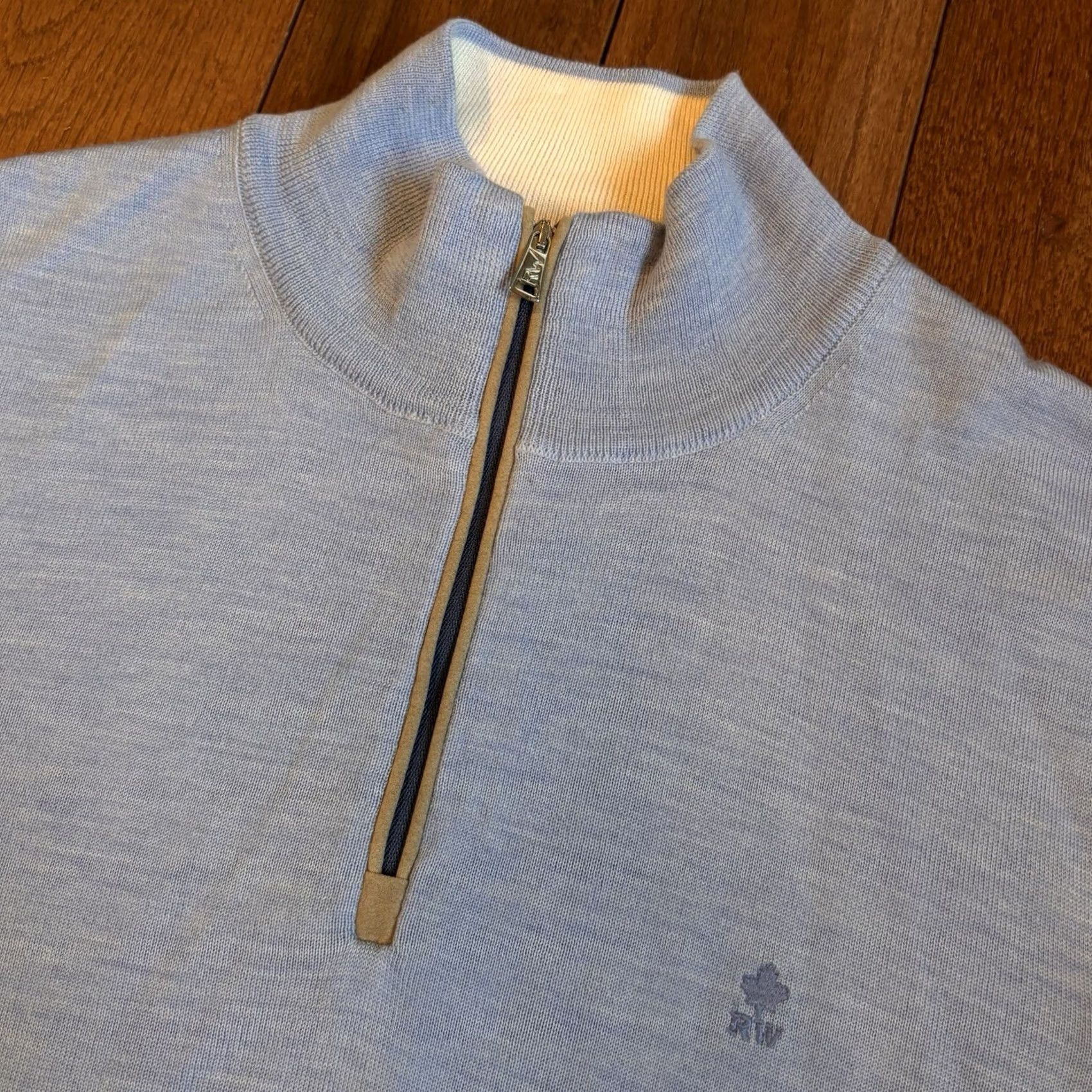 Vintage Mens River Woods Golf Pullover Sweater 1/2 Zip Blue Merino Wool 3XL Size US XXL / EU 58 / 5 - 5 Thumbnail