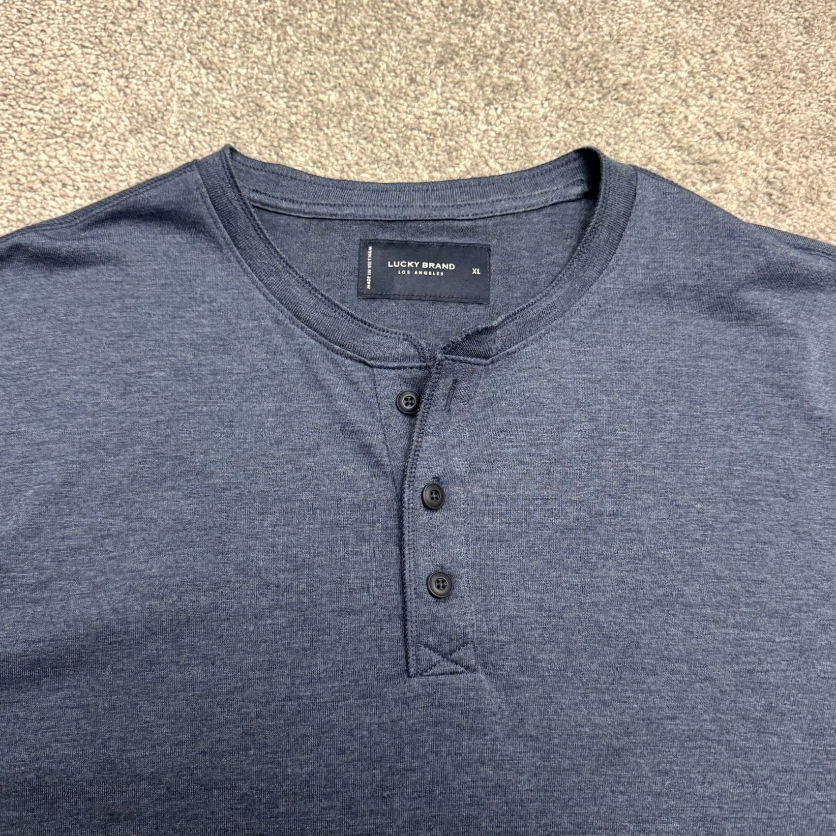 Lucky Brand Lucky Brand T-Shirt Mens XL Long Sleeve Henley Navy Blue Casual Stretch Tee Size US XL / EU 56 / 4 - 3 Thumbnail