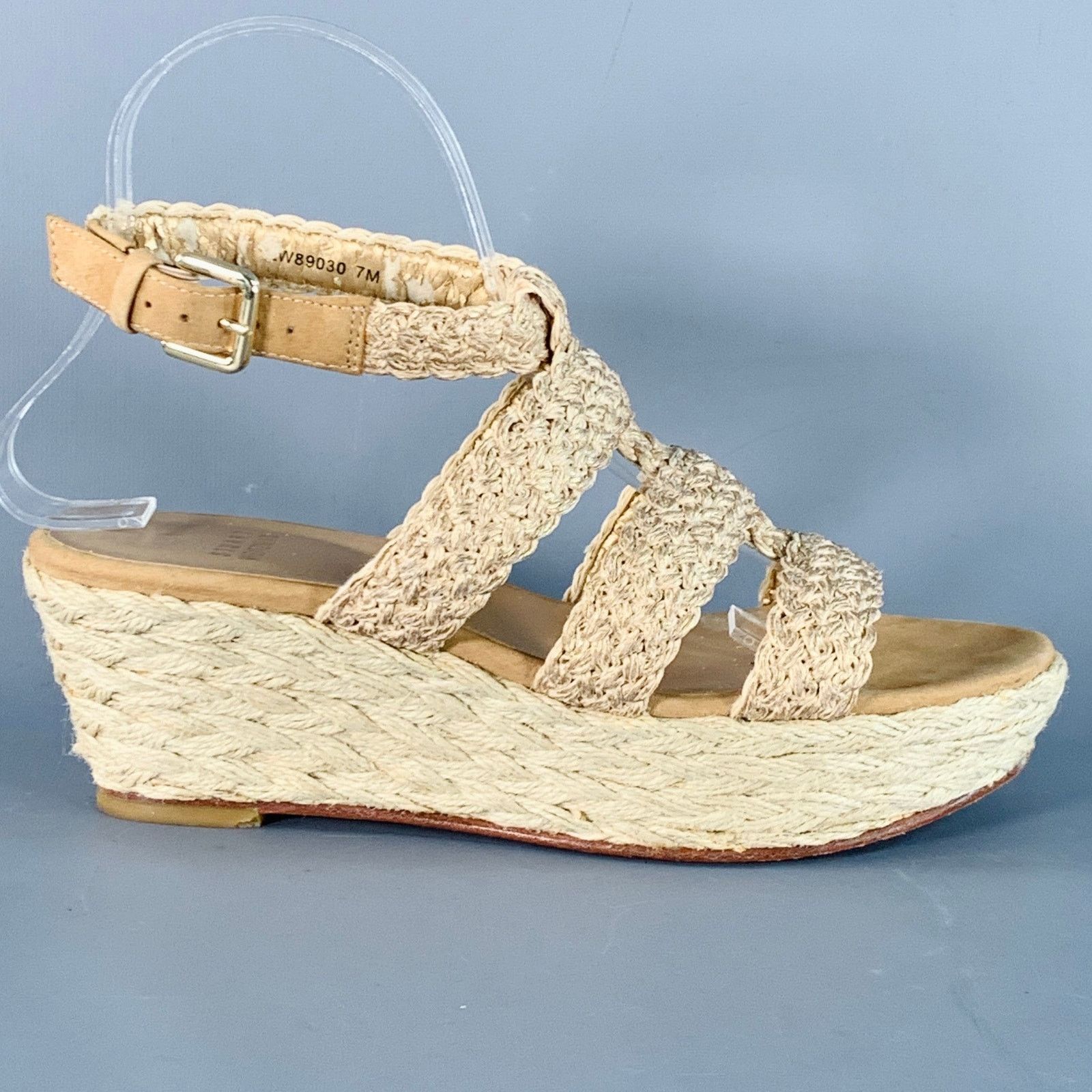 Stuart Weitzman STUART WEITZMAN 7 Beige Natural Metallic Espadrille Sandals Size US 7 / IT 37 - 2 Thumbnail
