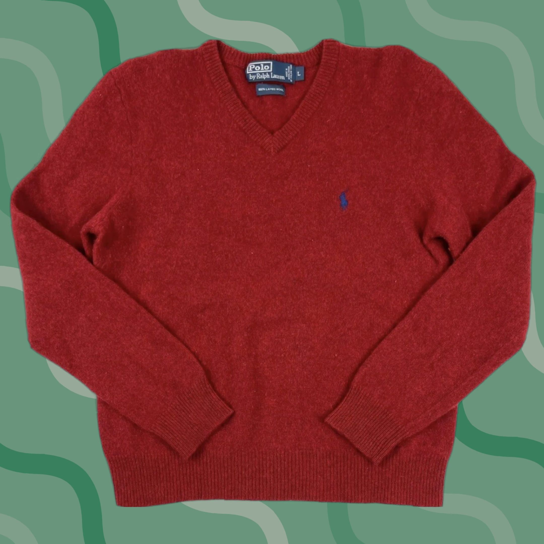 Polo Ralph Lauren Polo Ralph Lauren 90s Red Wool Sweater Mens L Pullover V-Neck Classic Retro Casual Size US L / EU 52-54 / 3 - 1 Thumbnail