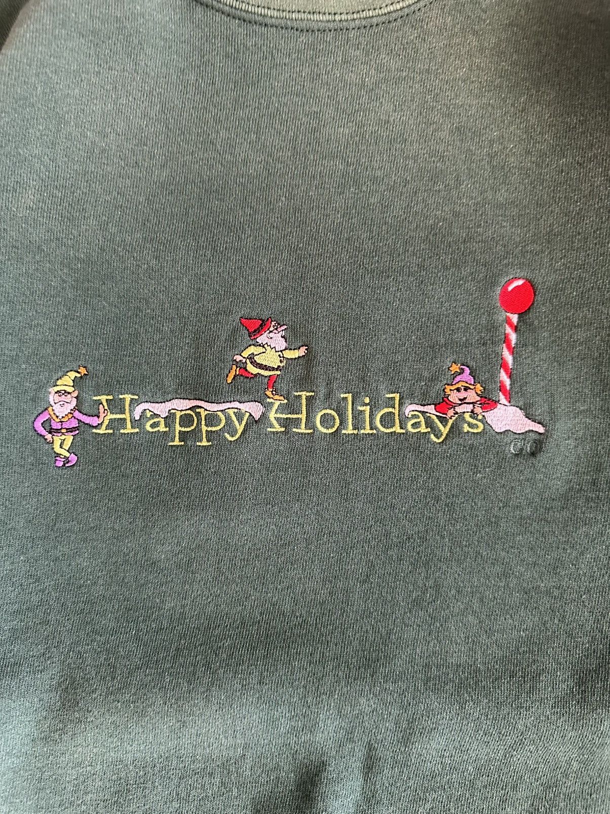 Designer × Vintage 90s Happy Holidays Christmas Elf Sweatshirt Size US L / EU 52-54 / 3 - 2 Thumbnail