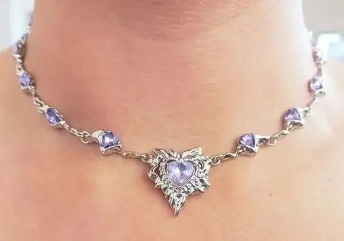 Jewelry Chain Crystal Purple Heart Silver Star Pop Fantasy Size ONE SIZE - 2 Thumbnail