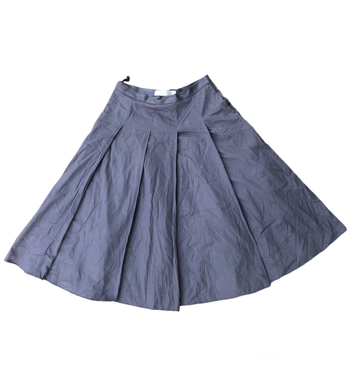 image of Accept OfferMiu Miu Pleated Mini Skirt in Grey, Women's (Size 27)