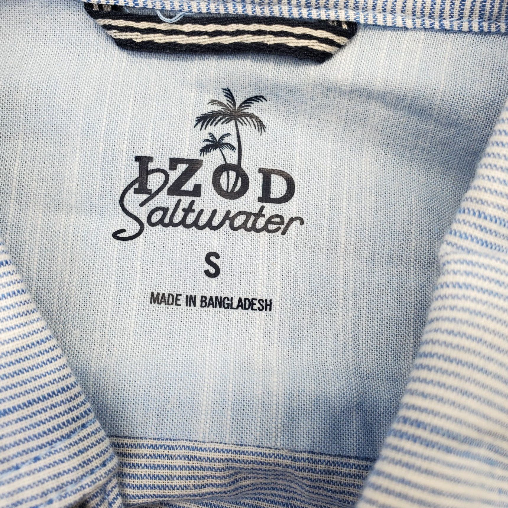 Izod IZOD Saltwater Shirt Mens Small Blue Pinstripe Short Sleeve Button-Up Size US S / EU 44-46 / 1 - 6 Thumbnail