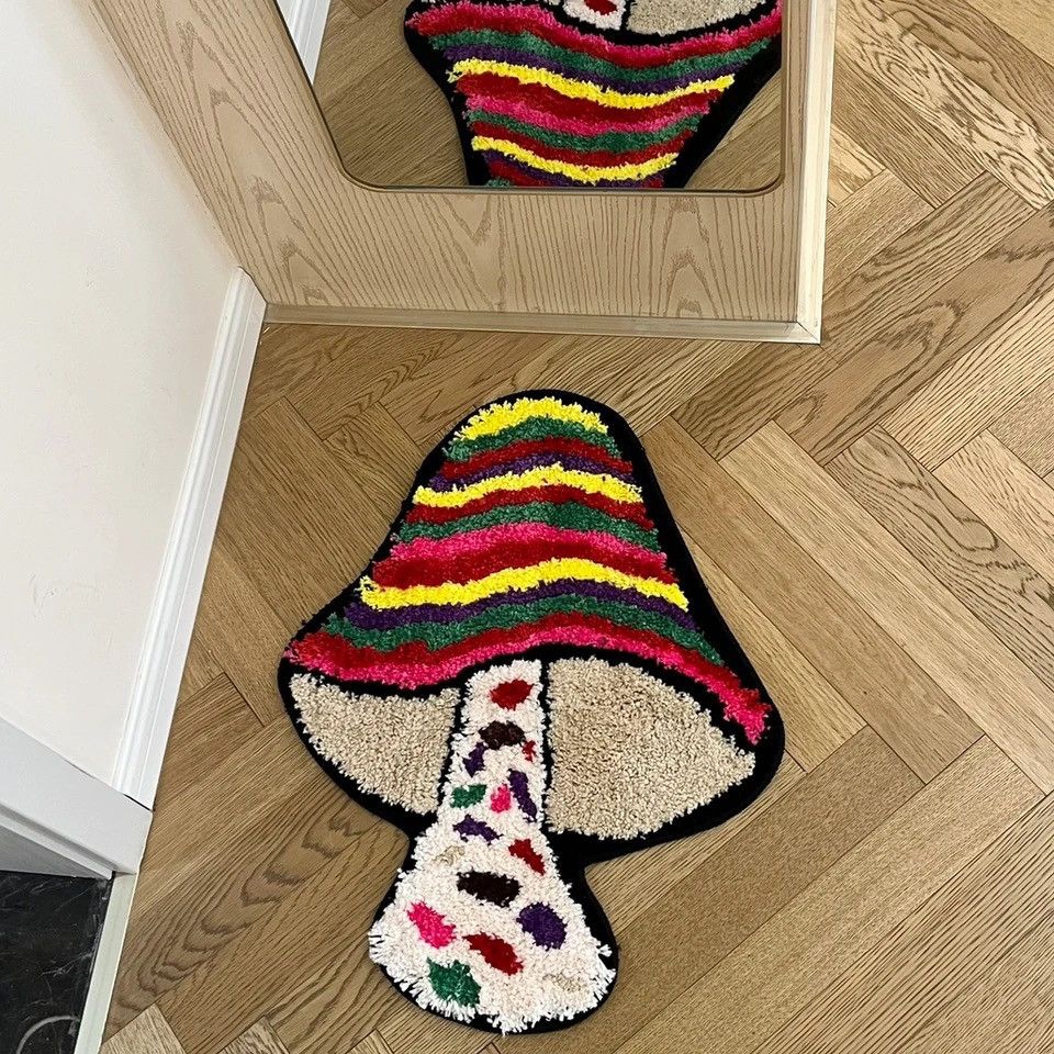 Designer Handmade Colorful Mushrooms Doormat Tufted Rug Carpet Size ONE SIZE - 5 Thumbnail