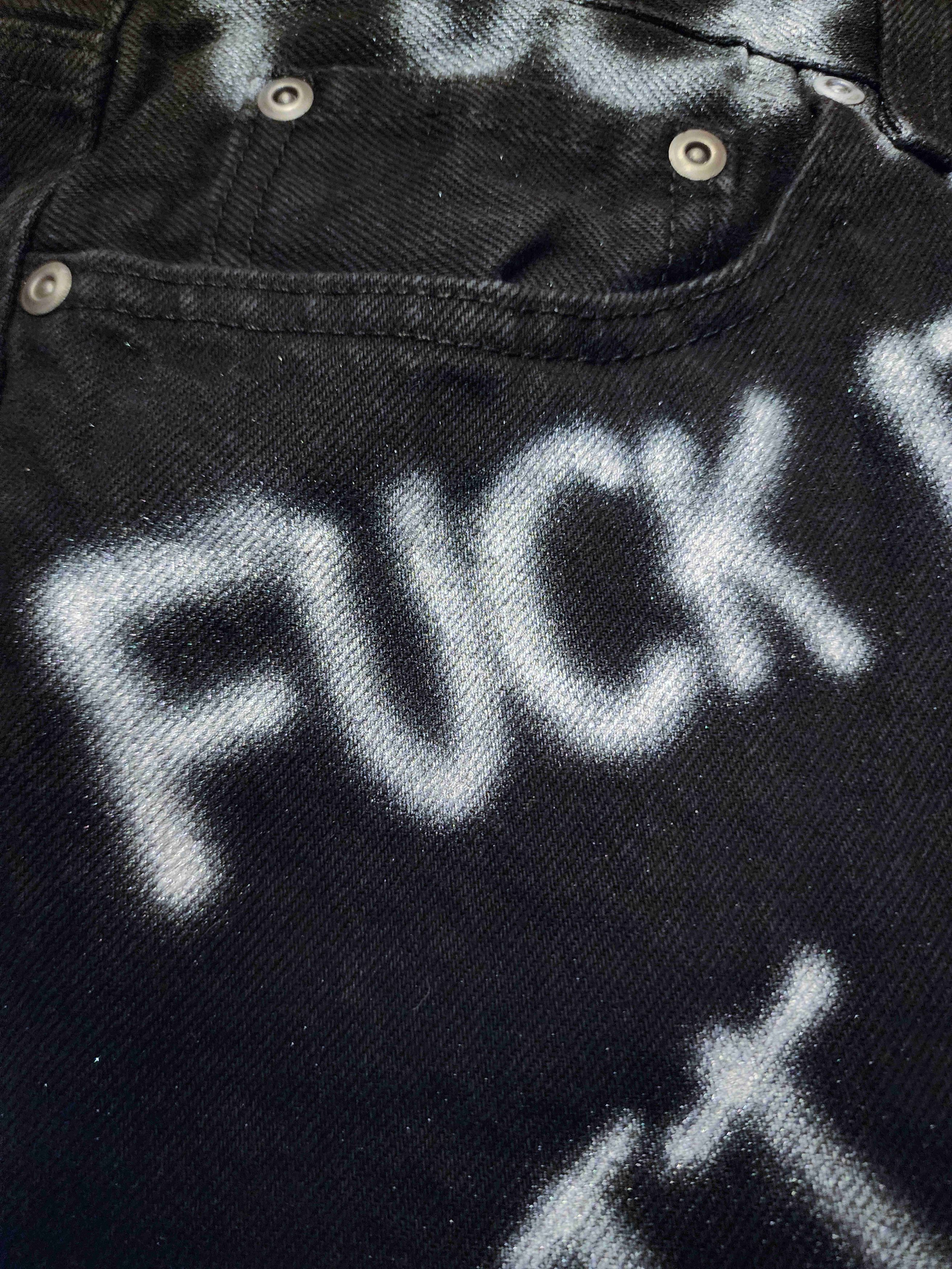 Other FUCK IT Graffiti Black Denim Jeans 36 Size US 36 / EU 52 - 4 Thumbnail