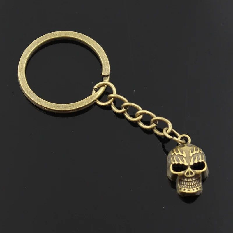 Vintage Retro Flame Head Skull Keychain Size ONE SIZE - 1 Thumbnail