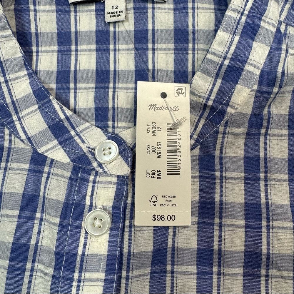 Madewell NWT New $98 Madewell Puff-Sleeve Band-Collar Cotton Blue Pl Size XL / US 12-14 / IT 48-50 - 7 Thumbnail