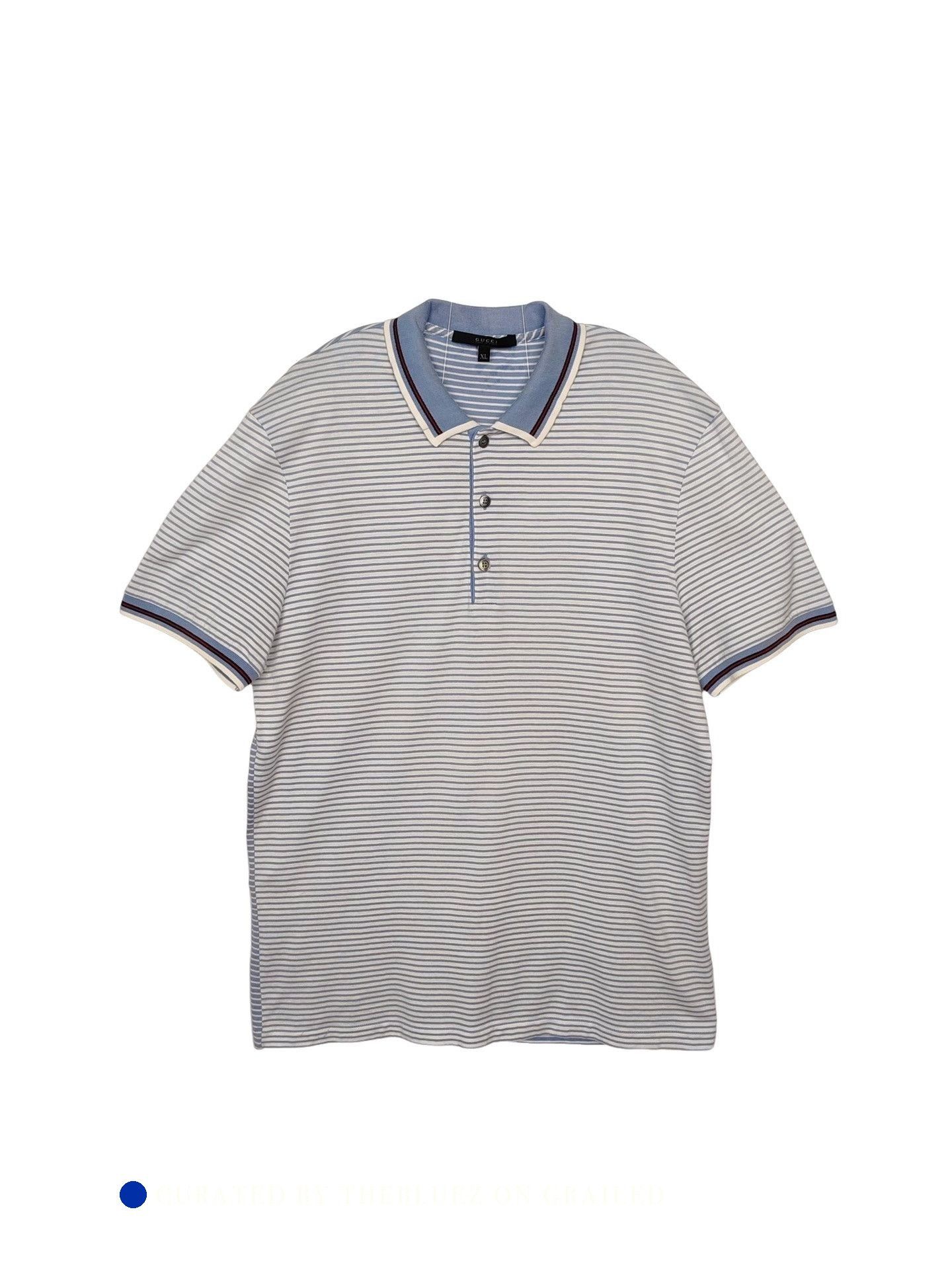 Gucci Blue Striped Short-Sleeve Polo Shirt Size US XL / EU 56 / 4 - 1 Thumbnail