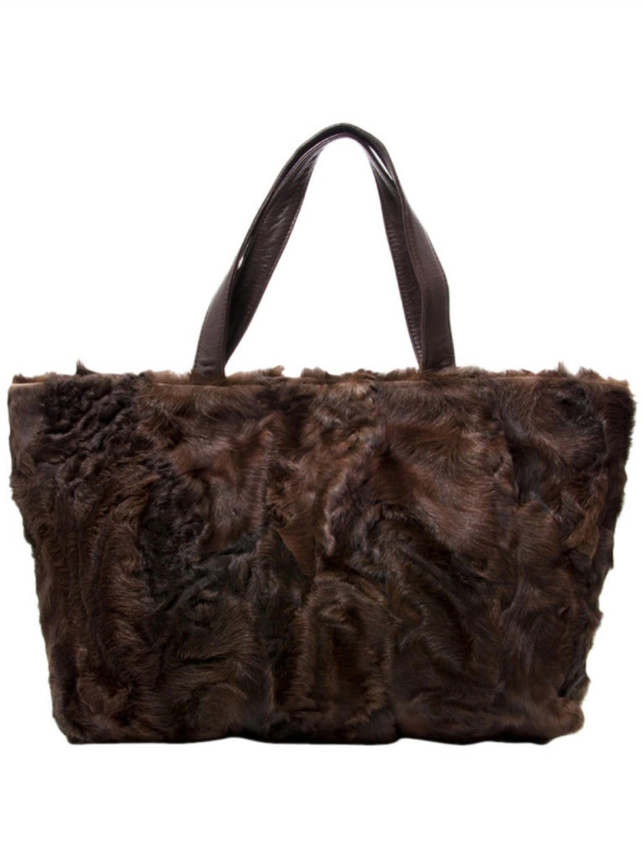 Loewe Loewe Karakul (Persian) Lambswool Tote with Lambskin Handles Size ONE SIZE - 1 Thumbnail