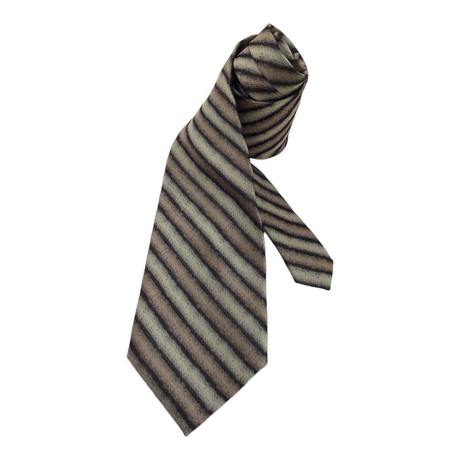 Lanvin LANVIN PARIS Khaki Gray Striped Luxury Designer France Silk Size ONE SIZE - 1 Thumbnail
