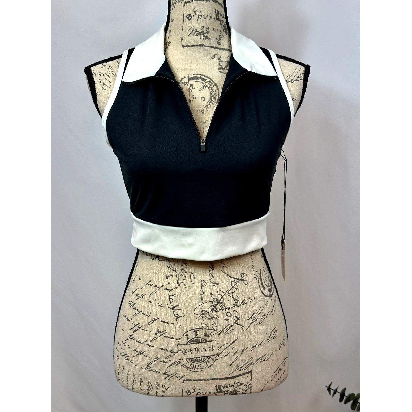 Other Sincerely Jules Active Crop Top Top Zipper Black/White M Size M / US 6-8 / IT 42-44 - 3 Thumbnail