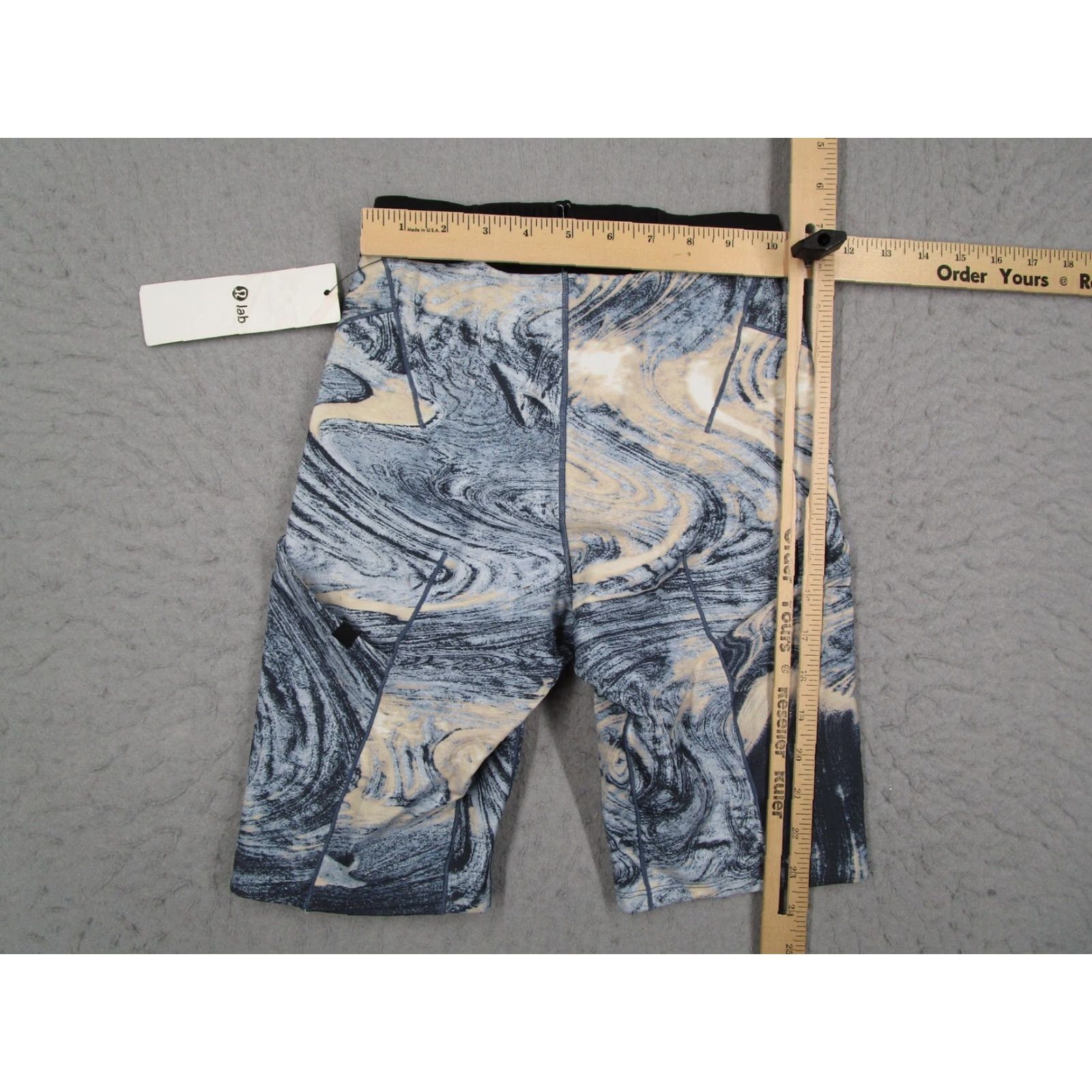 Lululemon Lululemon Lab Esker Short Womens 2 Blue Marble Print Bike Shorts Active Stretch Size 26" / US 2 / IT 38 - 6 Thumbnail