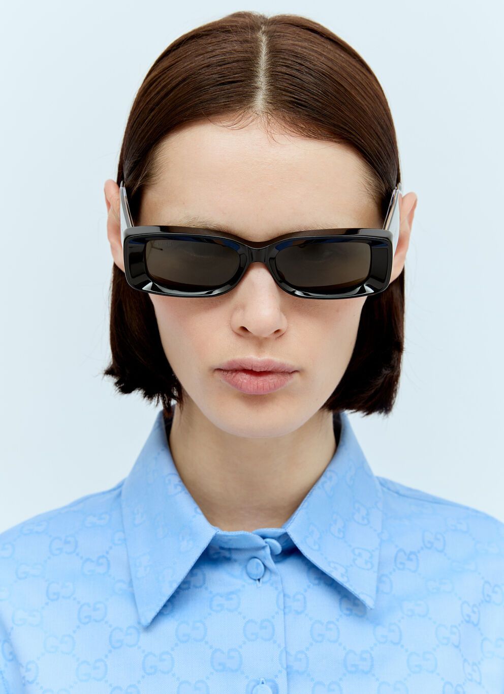 image of Gucci Rectangular Frame Sunglasses in Black, Women's