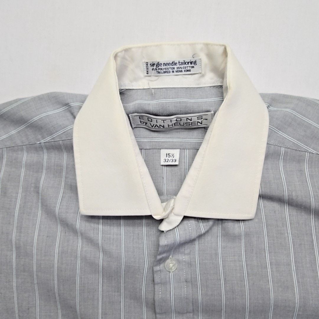 Van Heusen Vintage Van Heusen Shirt Editions Gray Mens Large 15.5 80s Size US L / EU 52-54 / 3 - 5 Thumbnail