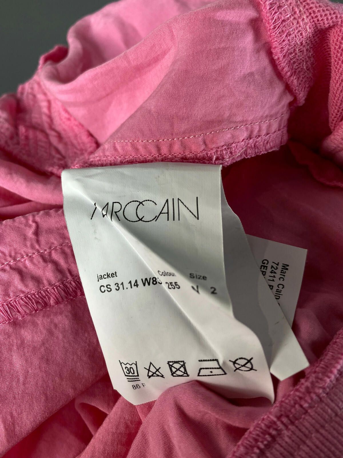Designer Marc Cain Pink Nylon Geometric Full Zip Hooded Jacket Size 2 Size XS / US 0-2 / IT 36-38 - 11 Thumbnail