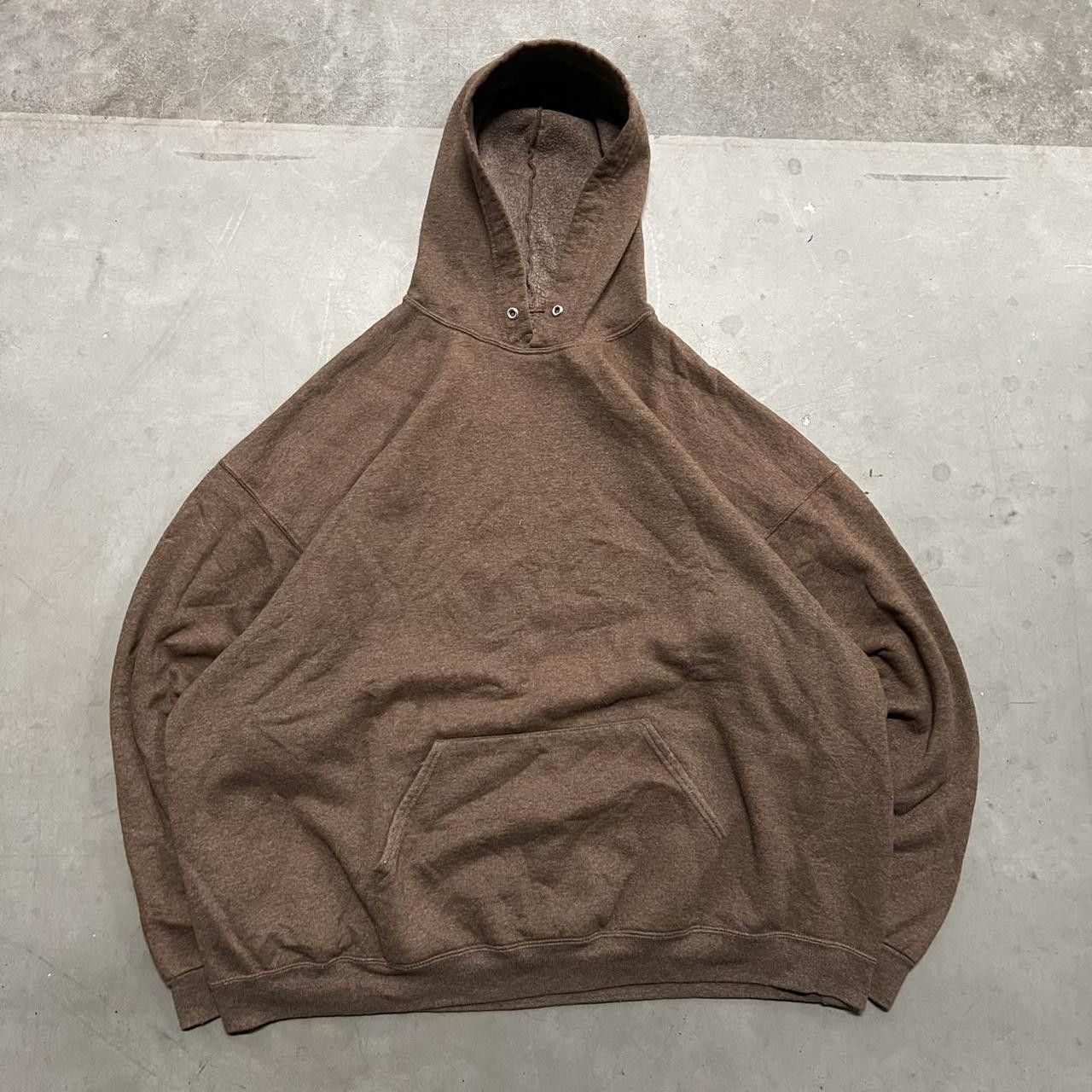 Japanese Brand × Vintage Vintage Y2K/2000s Blank Brown Minimalistic Hoodie! Size US XXL / EU 58 / 5 - 1 Thumbnail