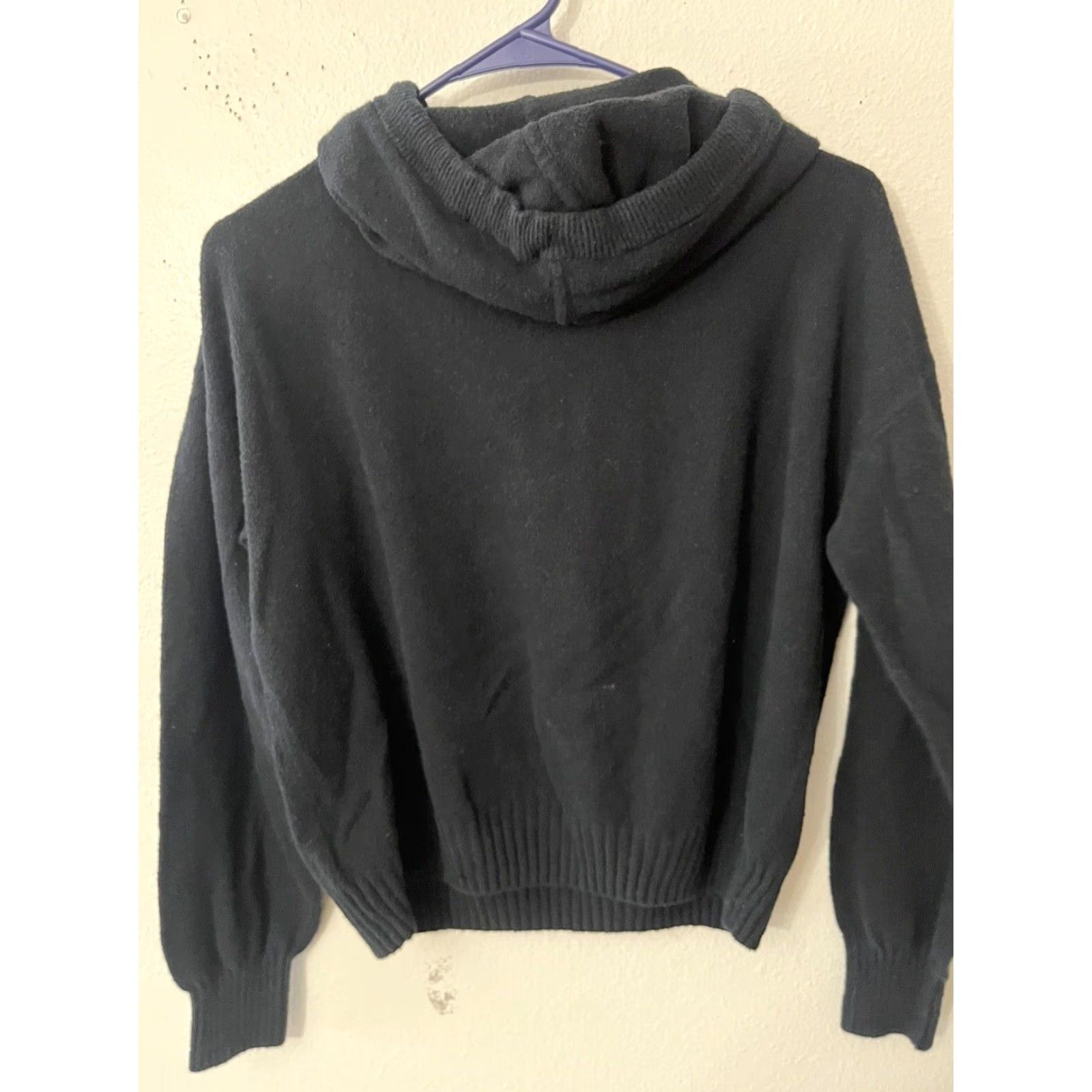 Gap Gap Women Black Pullover Hoodie Small Solid Cotton Blend Size S / US 4 / IT 40 - 3 Thumbnail