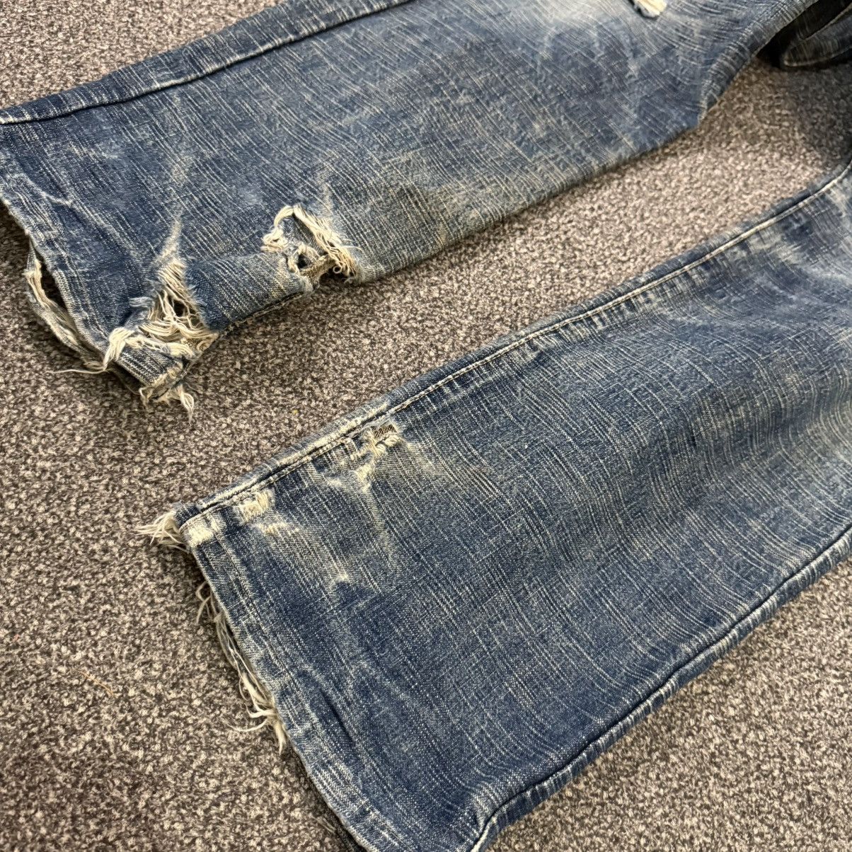 Indigo 🔥🇯🇵 Vintage 90s Crazy Distressed KU Handcraft Raw Denim Size US 31 - 12 Thumbnail